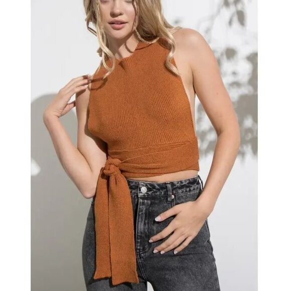 #0746 Papermoon NWT Arlo Convertible Strap Knit Top Orange Sizes Small-Large - Picture 1 of 1